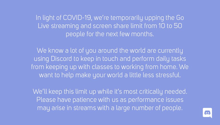 Discord Go Live To Temporarily Support Up To 50 People